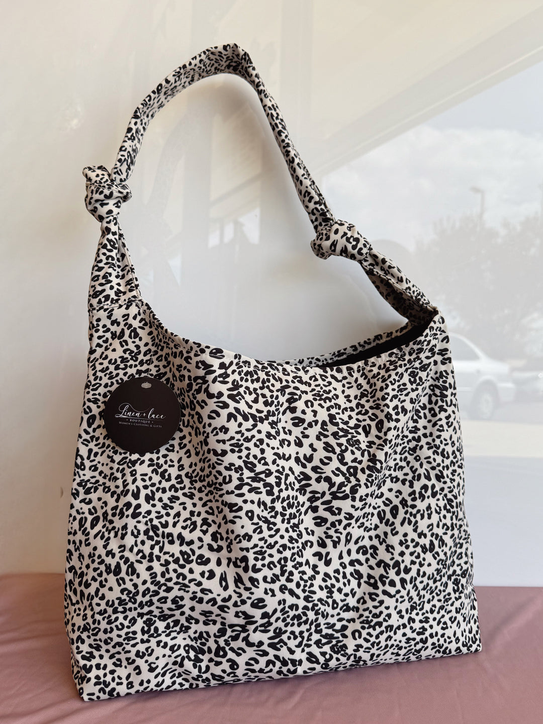 Knotted Strap Leopard Print Hobo Shoulder Bag