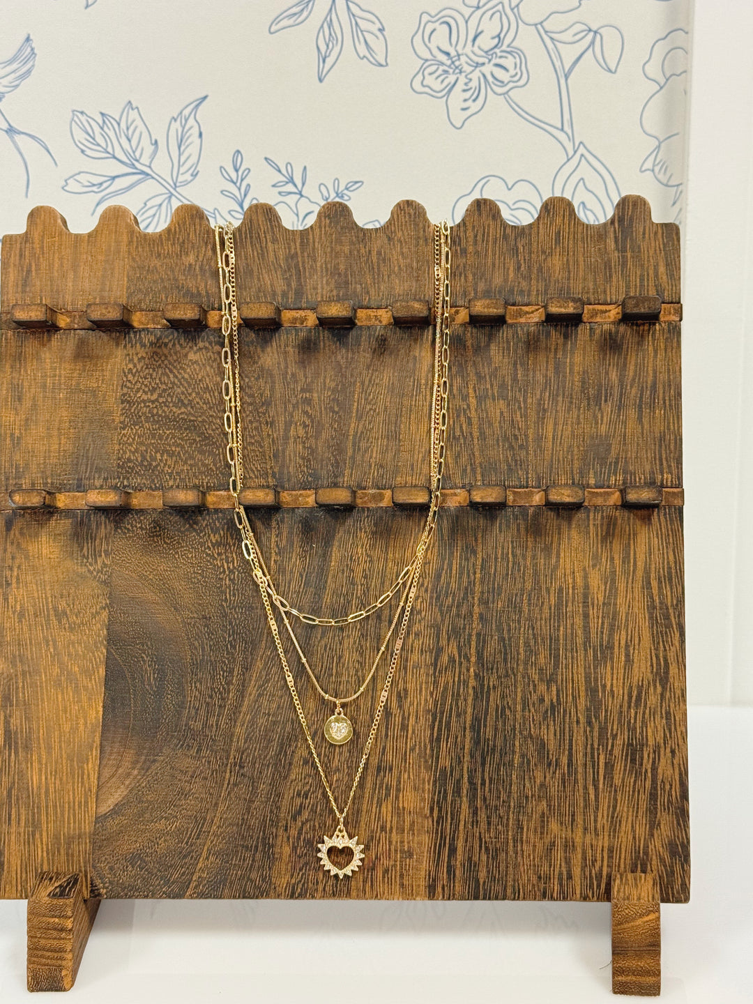 MULTI LAYER SET RHINESTONE HEART PENDANT NECKLACE