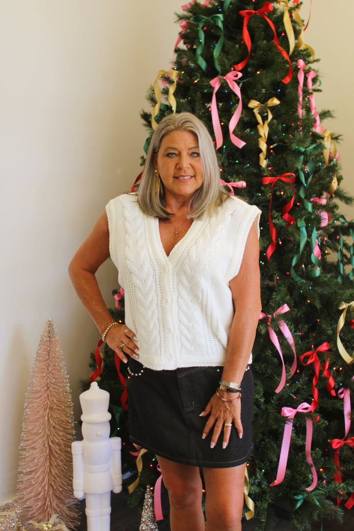 KATIE LYNN CABLE KNIT SWEATER VEST