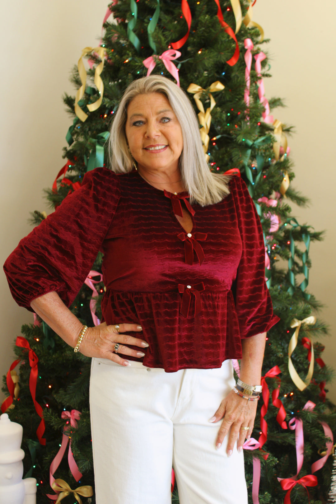 Valerie Velvet Bow Blouse