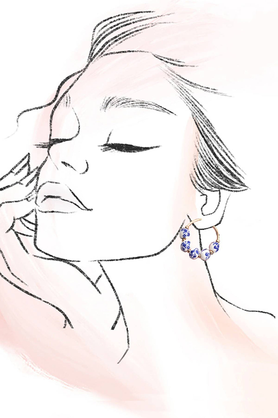 BLUE CERAMIC PORCELAIN HOOPS