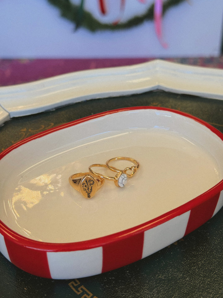 FLOWER HEART STONE 3 RING SET