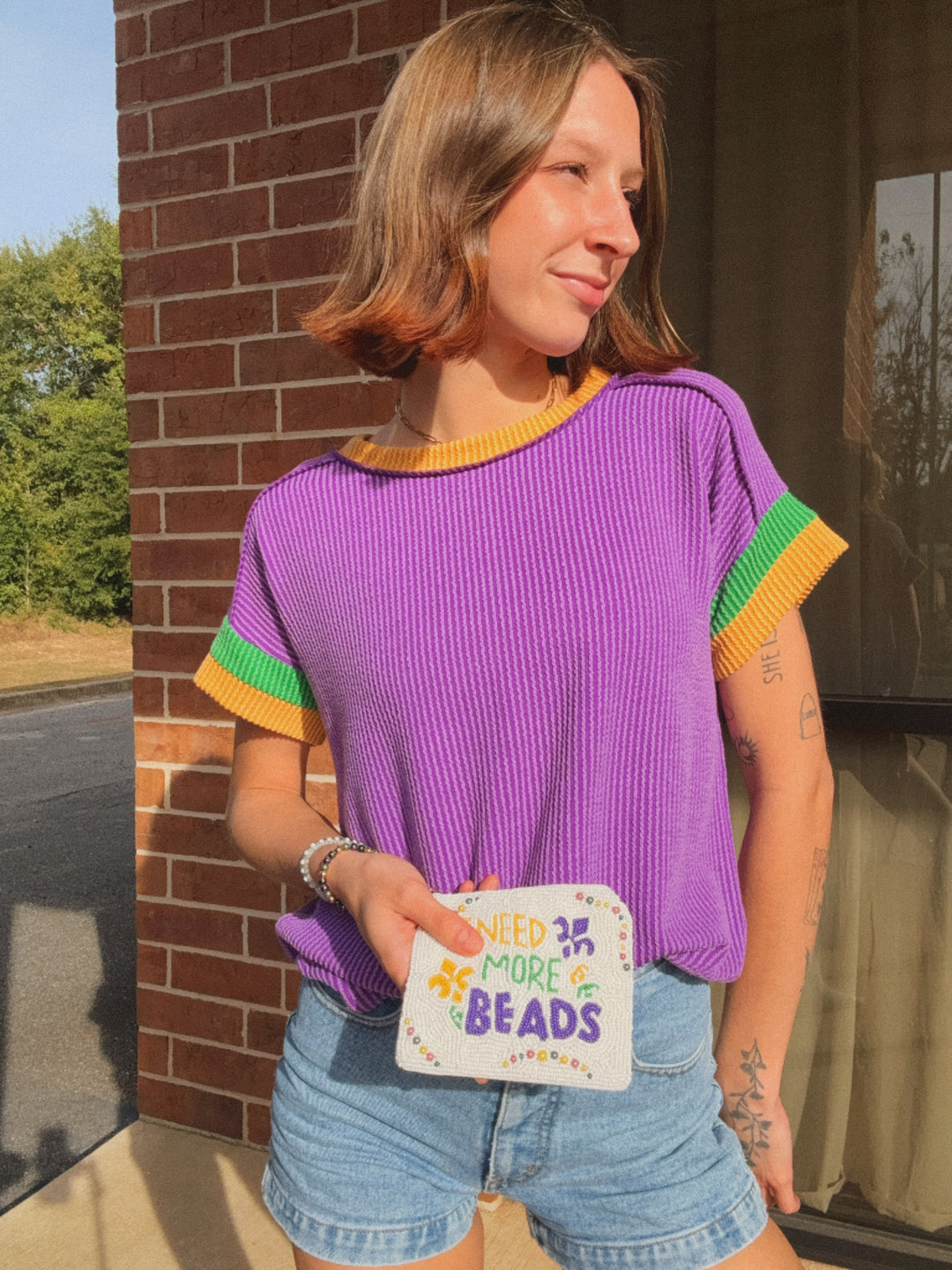 Mardi Gras Ribbed Top