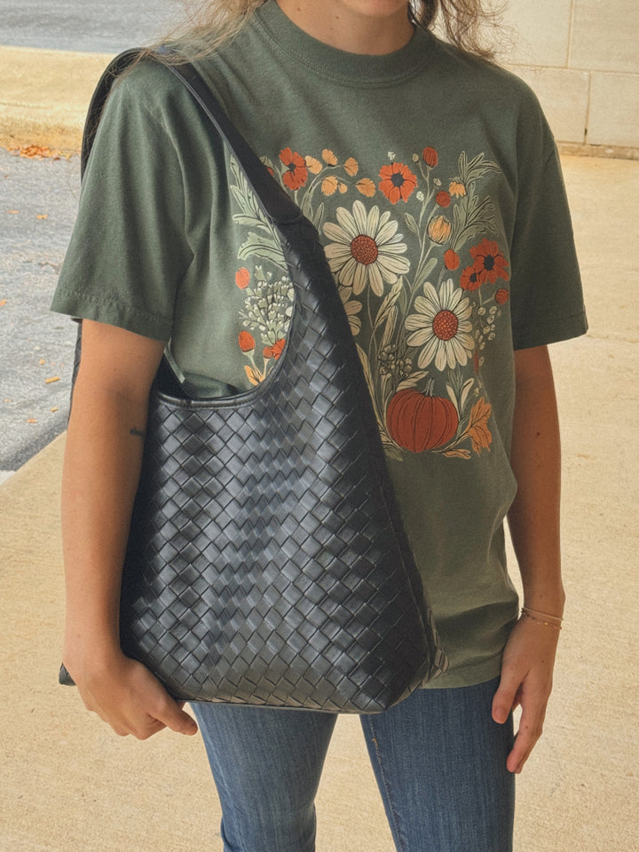 Woven Faux Leather Tote Bag