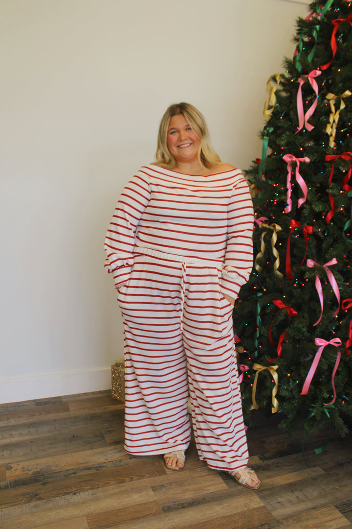 MIA STRIPED TERRY JUMPSUIT