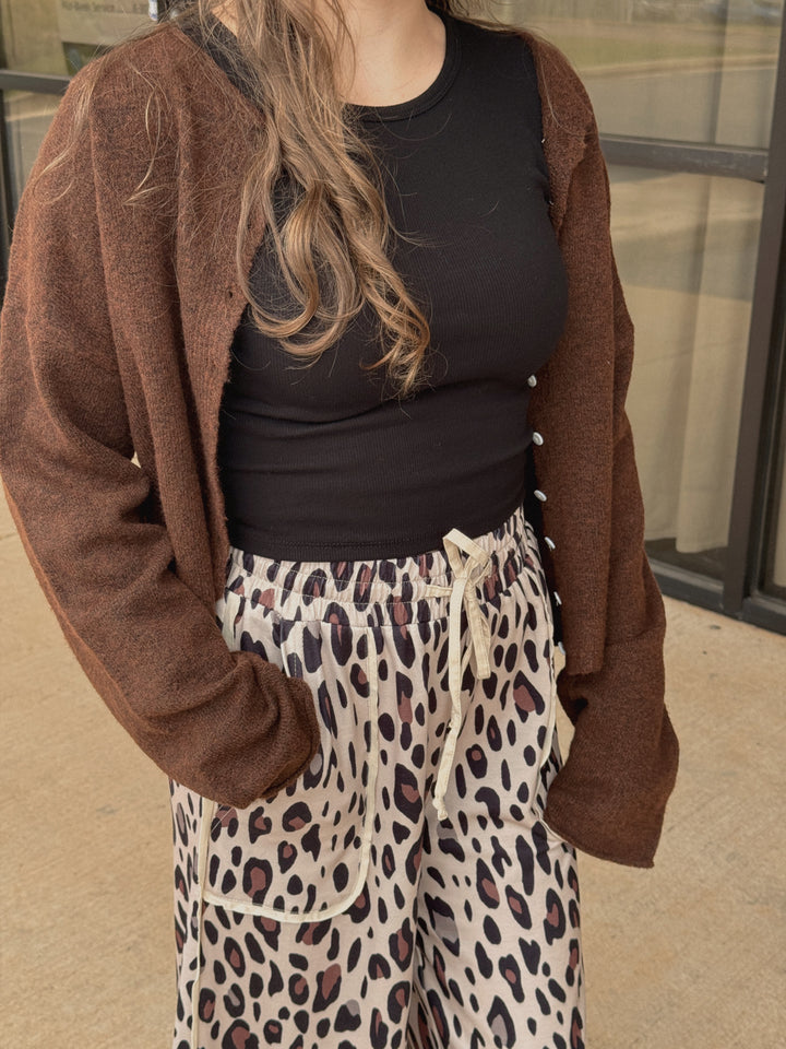 Leopard Wide Leg Cropped Pants