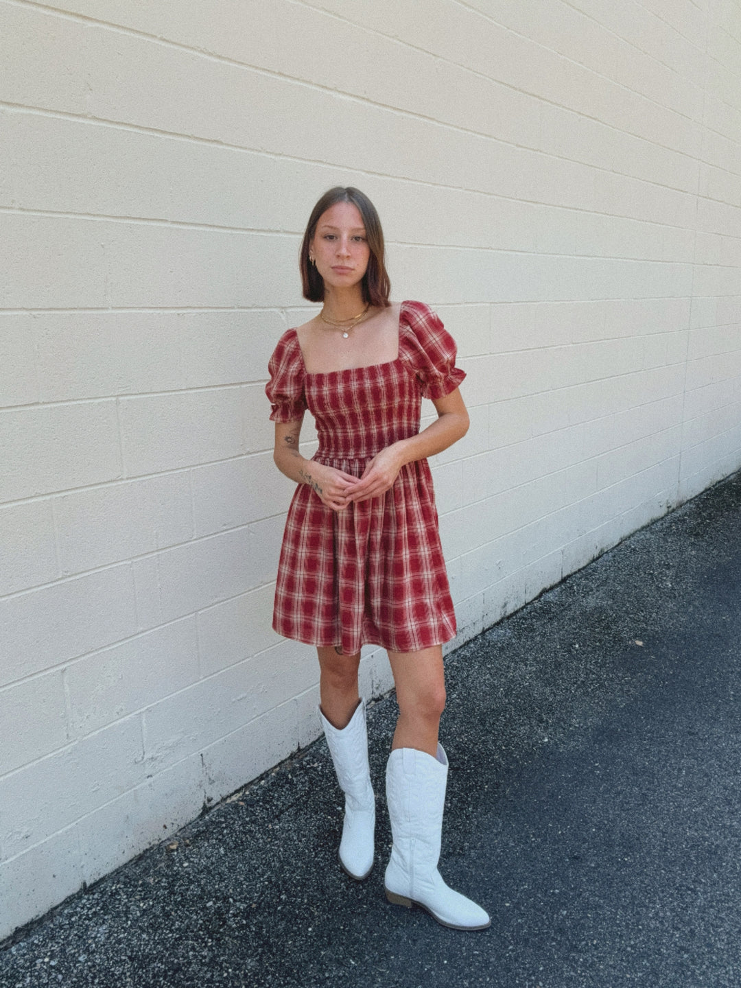 SMOCKED MIDI DRESS