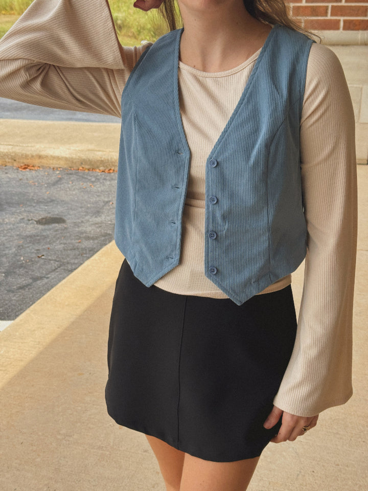 V-Neck Corduroy Vest