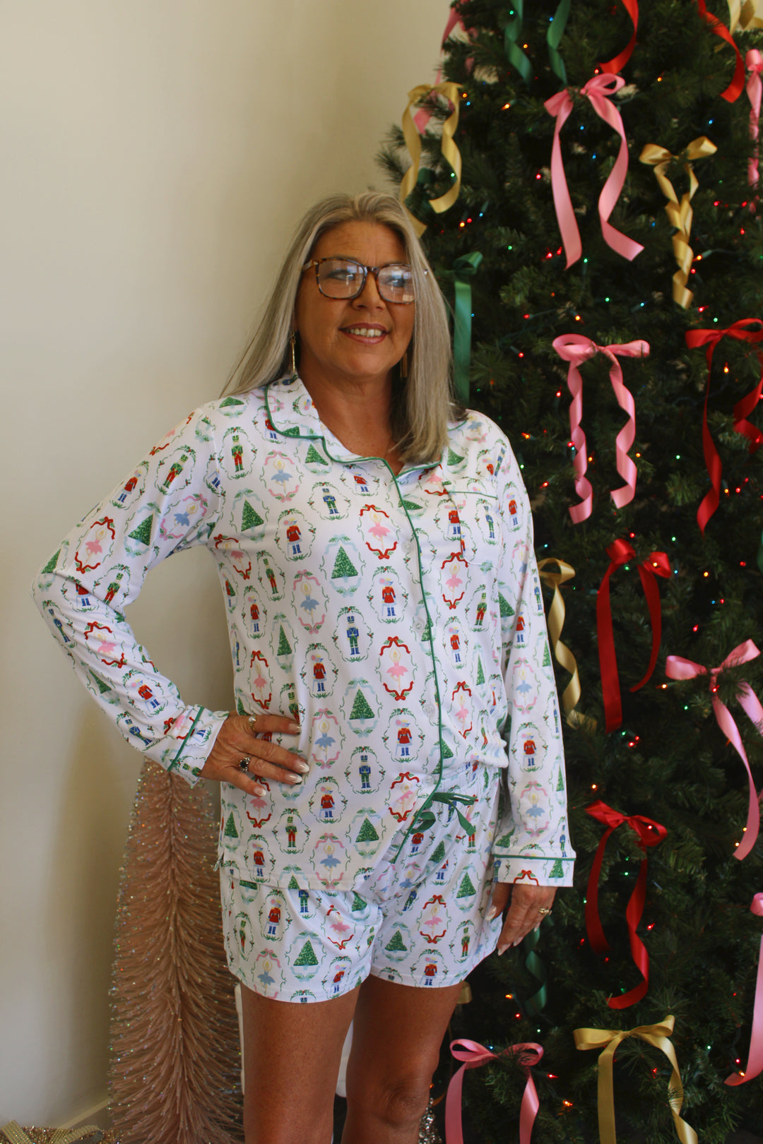 Nutcracker Long Sleeve Button Up PJ Set
