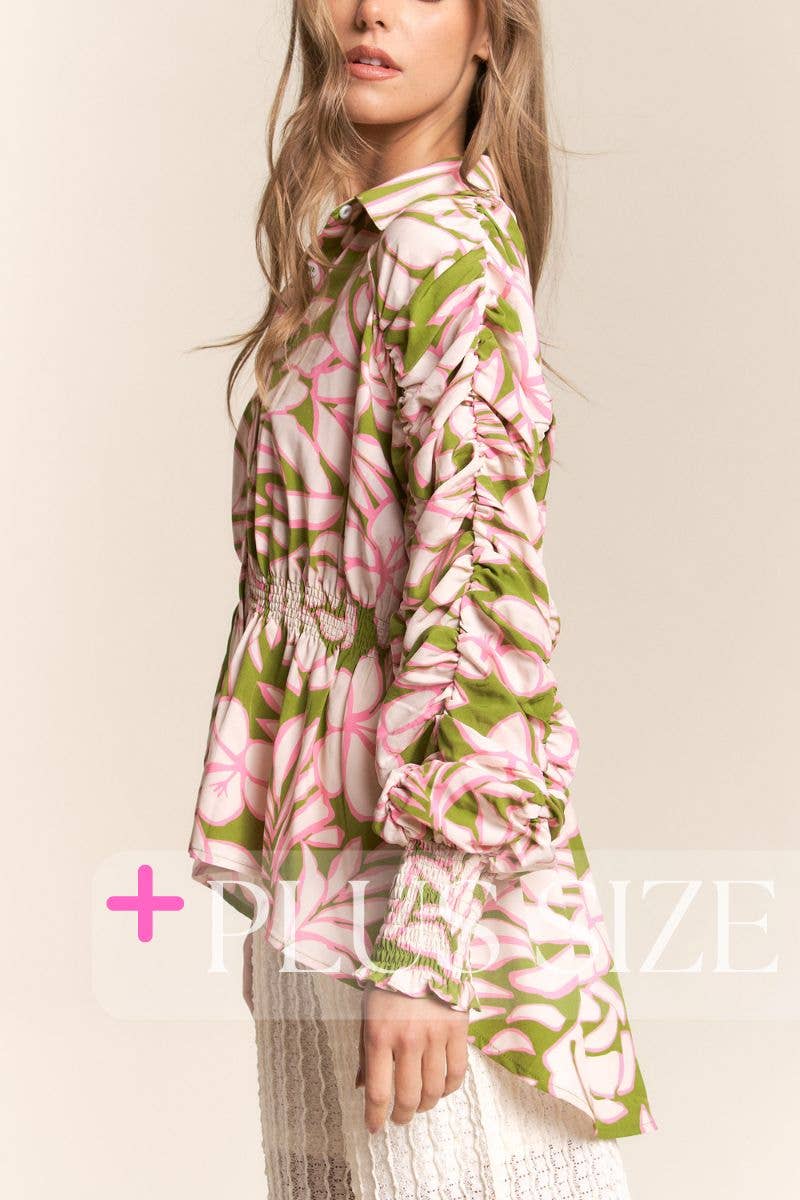 Maria Floral Ruched Blouse