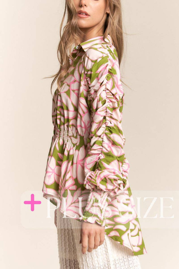 Maria Floral Ruched Blouse