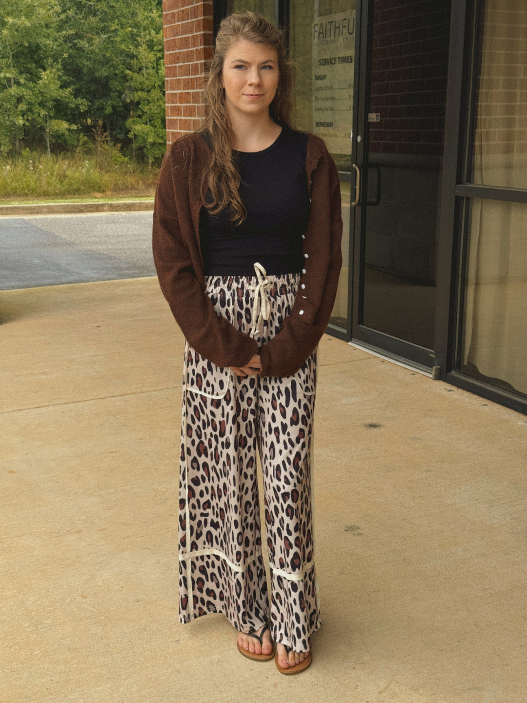 Leopard Wide Leg Cropped Pants