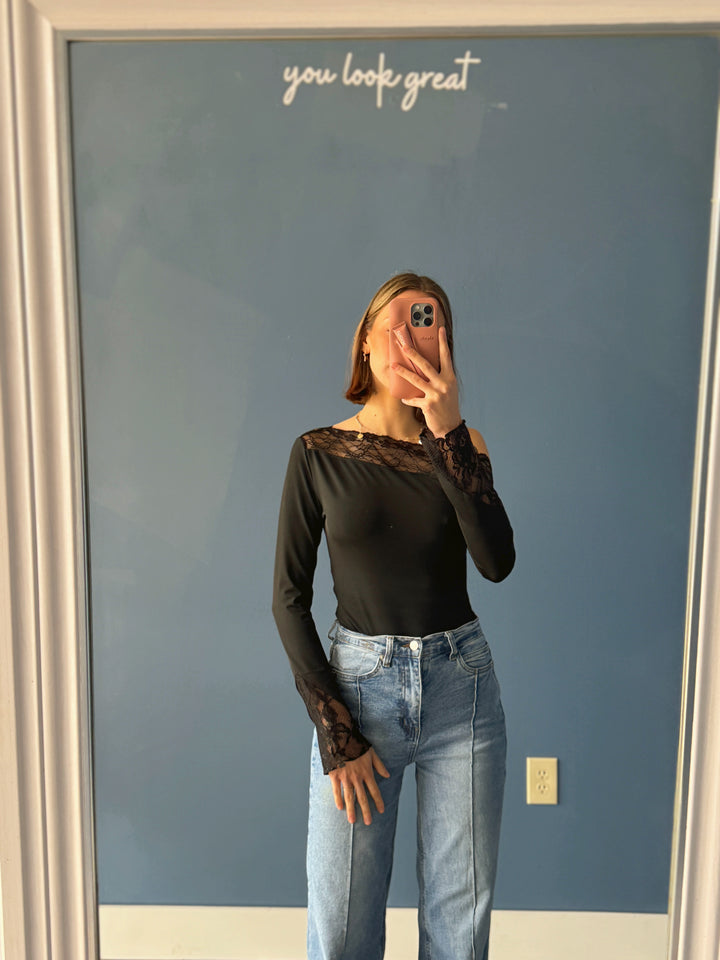 One Shoulder Lace Bodysuit