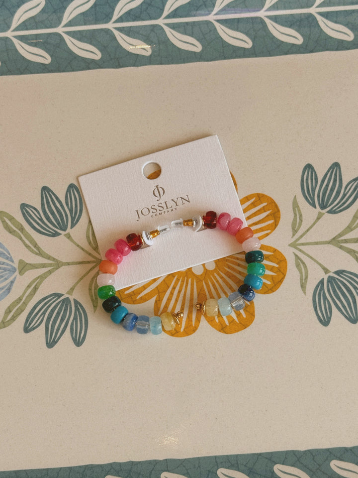 Rainbow Beaded Hoop Earrings