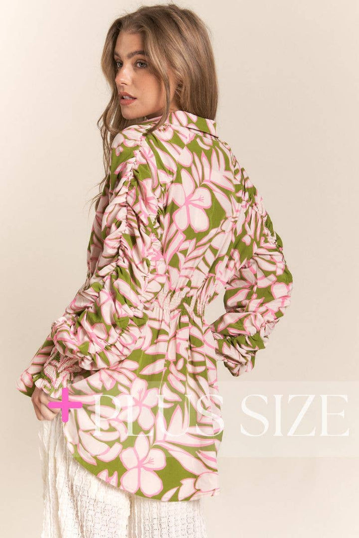 Maria Floral Ruched Blouse