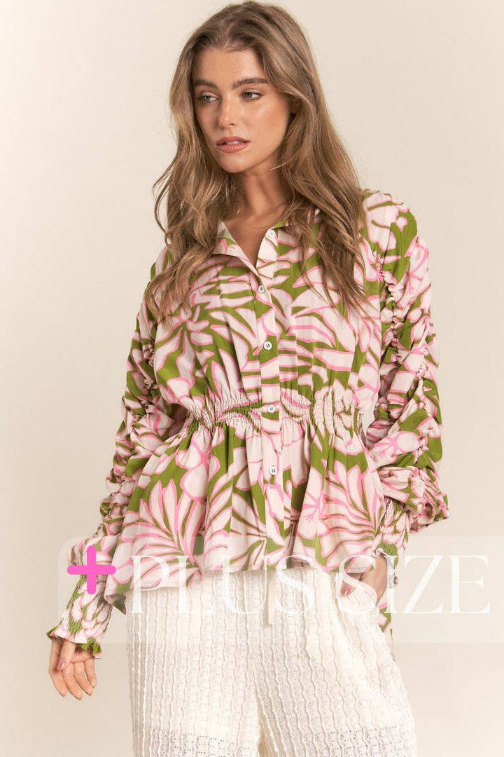 Maria Floral Ruched Blouse