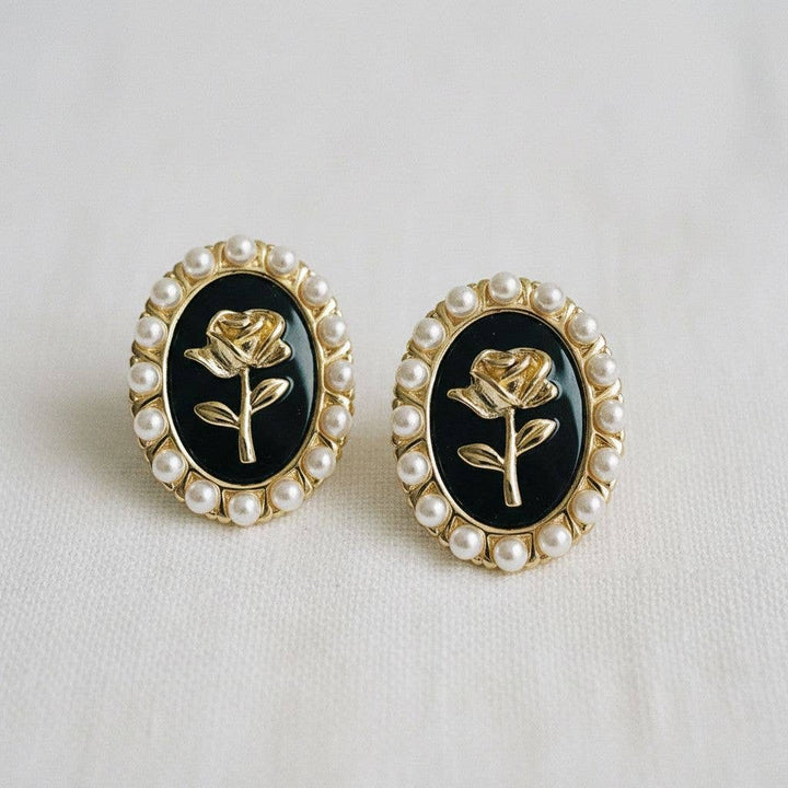 Rose Pearl Stud Earrings