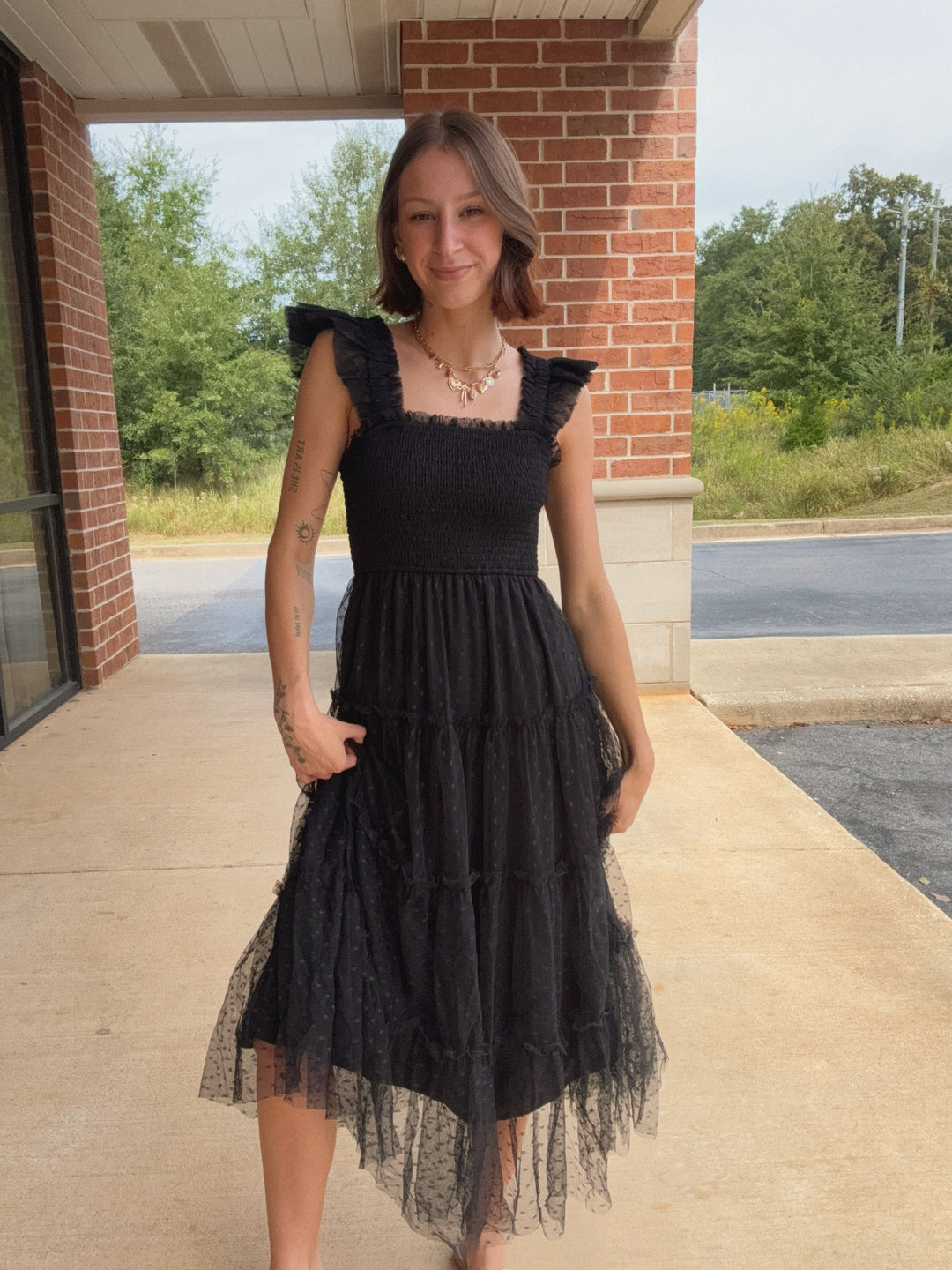 Isla Chiffon Polka Dot Dress