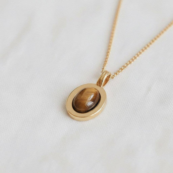 Geometric Tiger Eye Stone Necklace