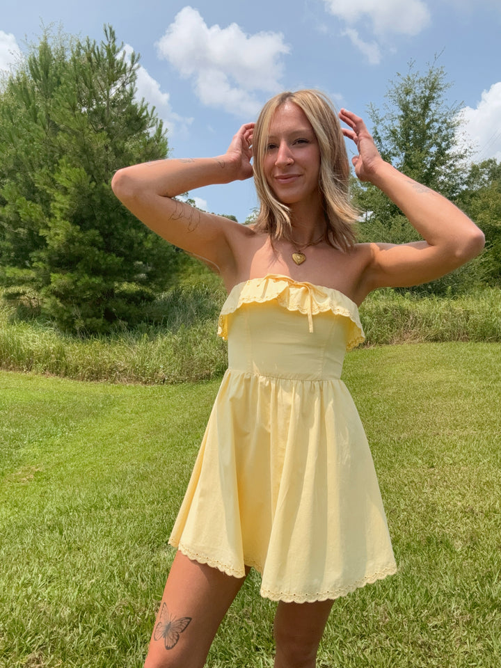 Poppy Eyelet Strapless Dress