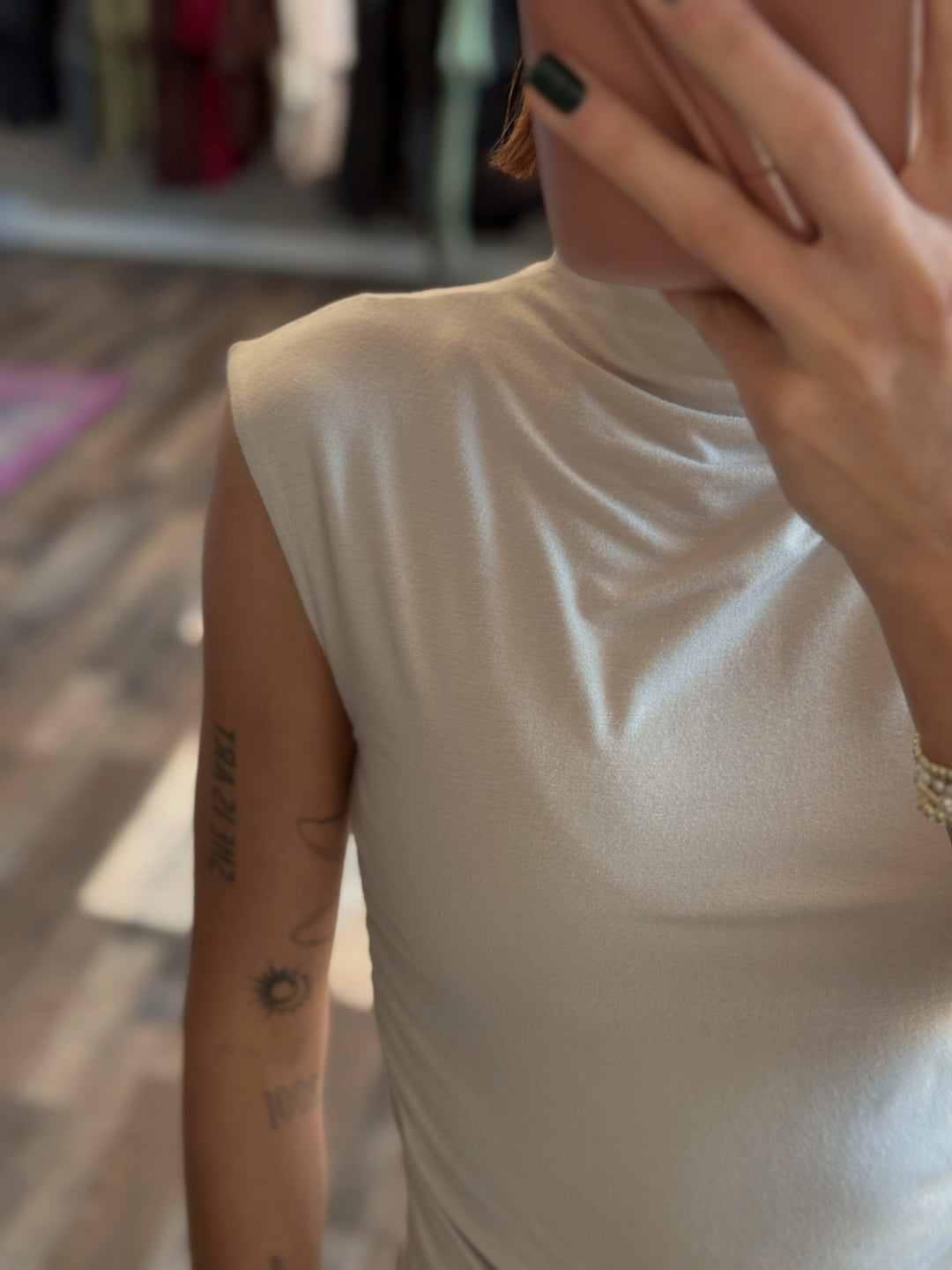 Beck Ruched Side Mock Neck Top