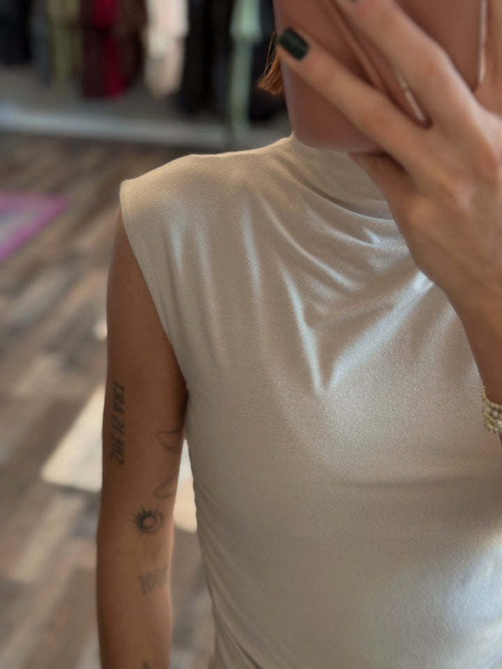 Beck Ruched Side Mock Neck Top