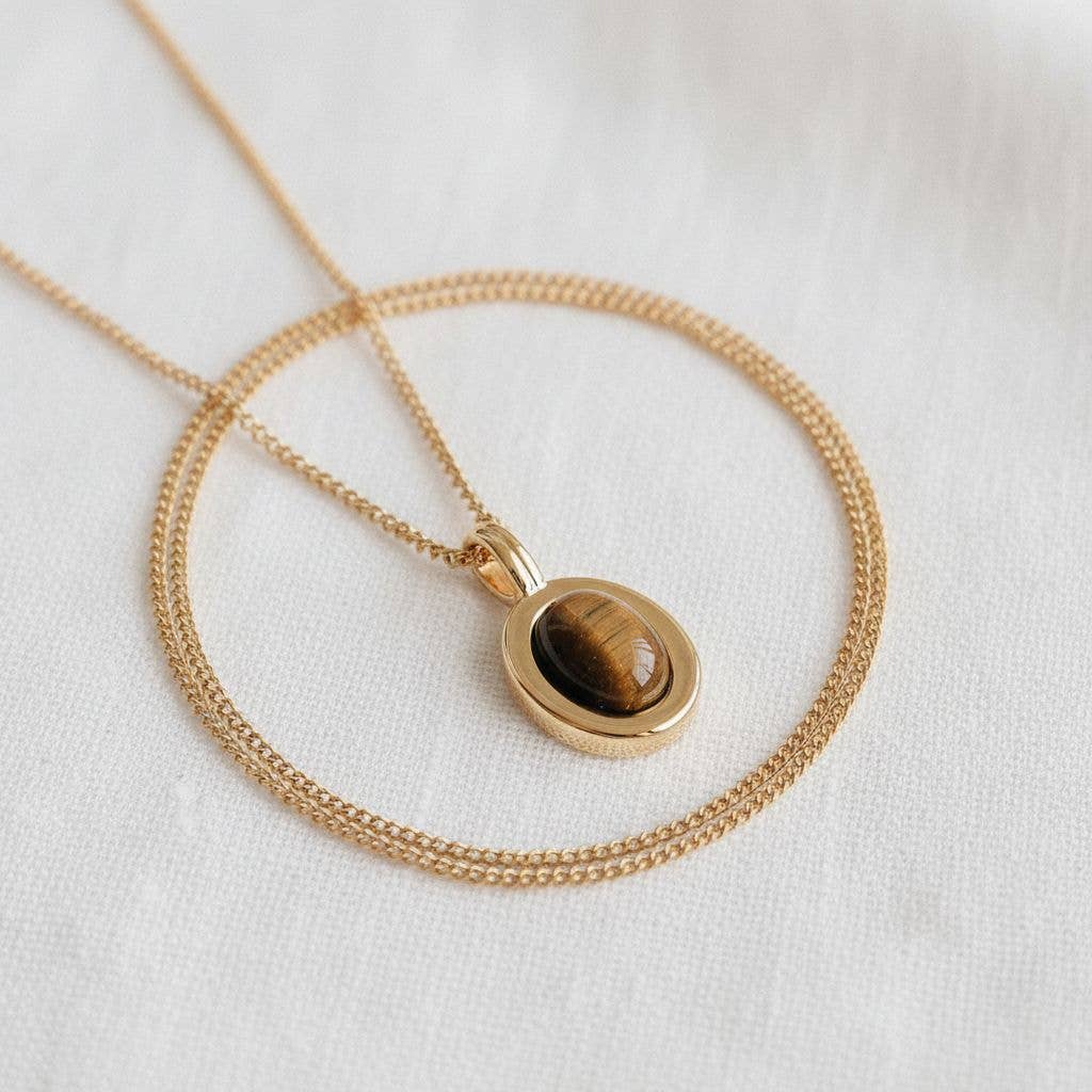 Geometric Tiger Eye Stone Necklace