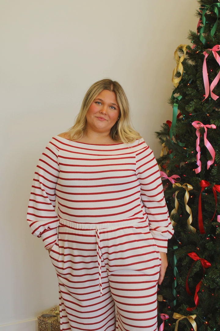 MIA STRIPED TERRY JUMPSUIT