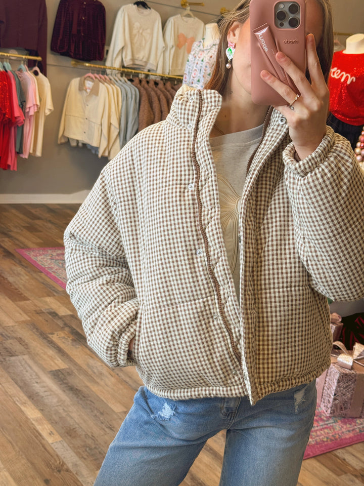 GINGHAM PUFFER JACKET