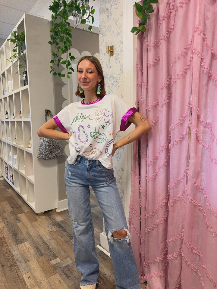 Sequin Mardi Gras Elements Top