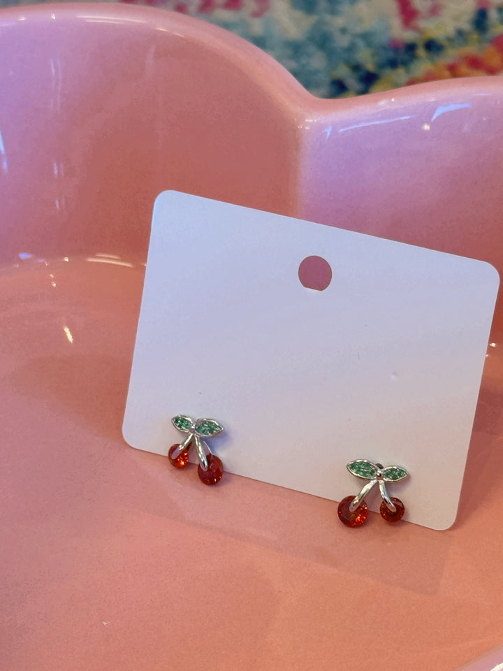 Red Cherry Stud Earrings