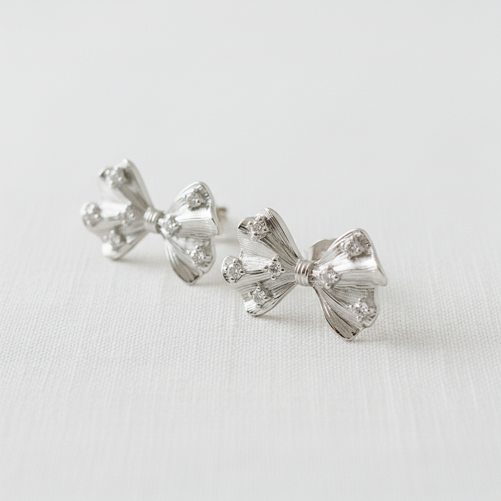 Pleated Bow Stud Earrings