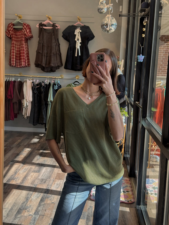 Izzy V Neck Pocket Tee