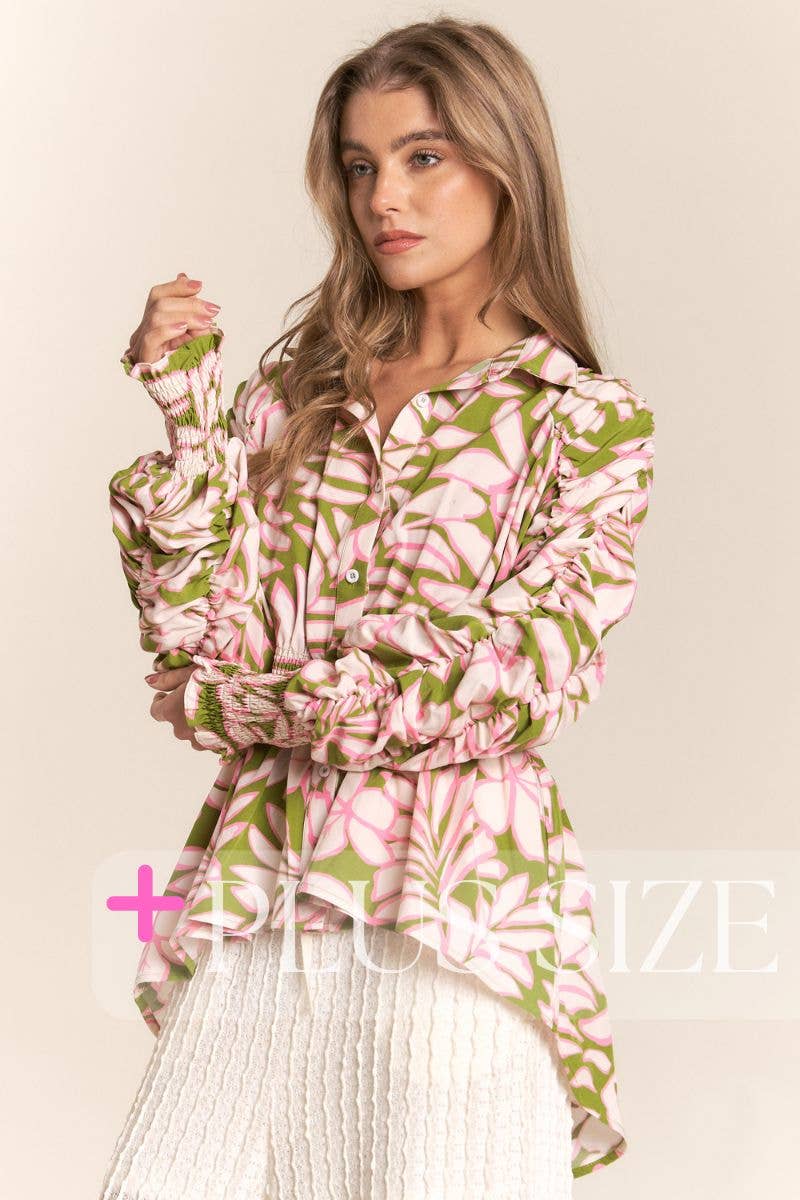 Maria Floral Ruched Blouse