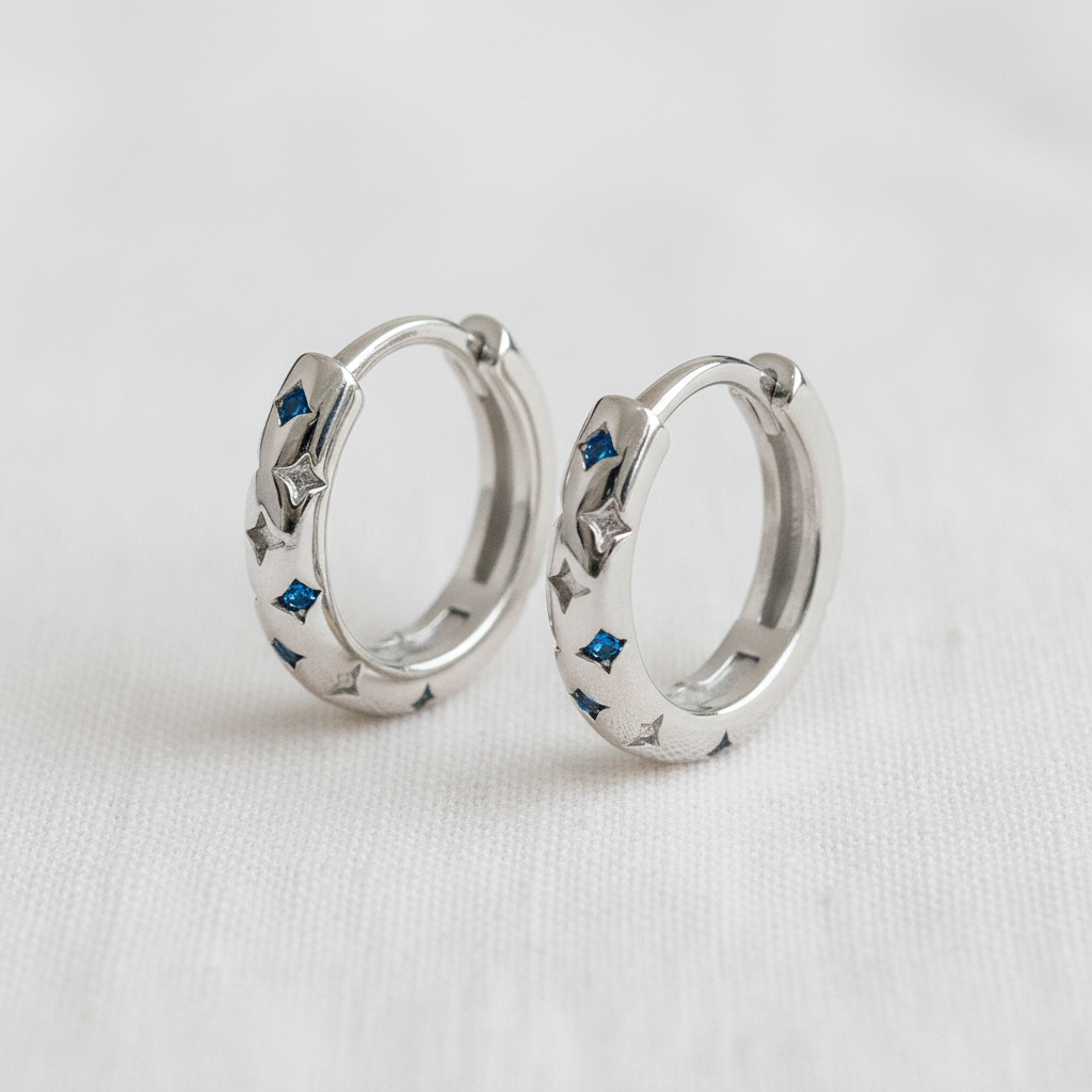 Vintage Zircon Starburst Huggie Earrings
