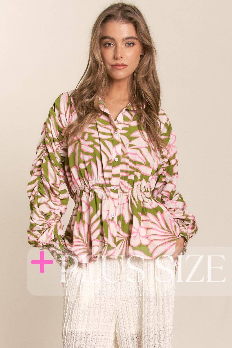 Maria Floral Ruched Blouse