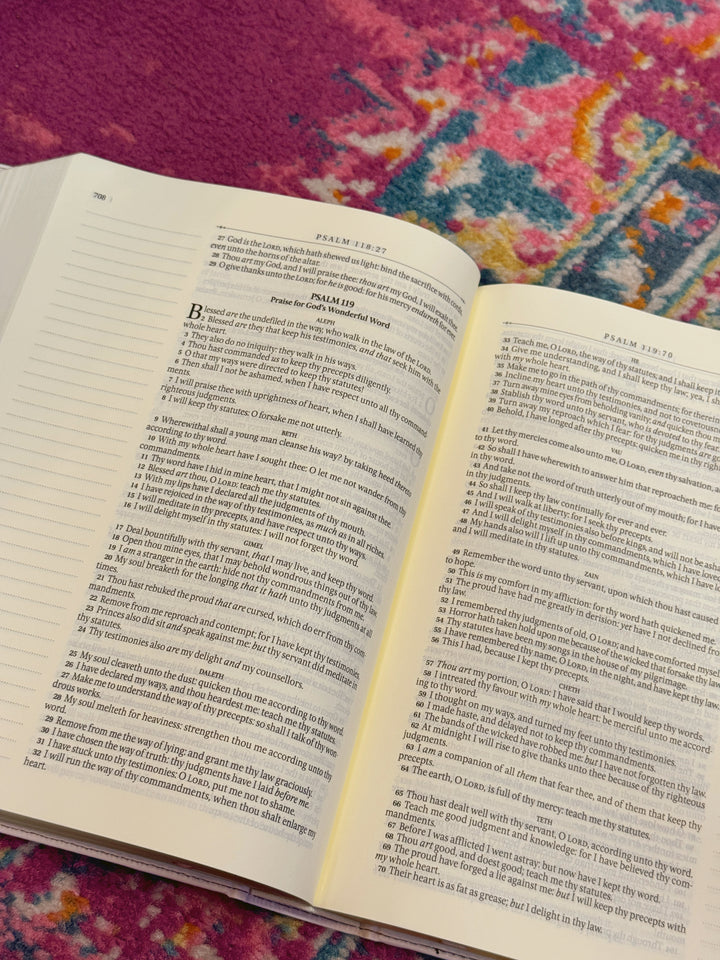 KJV Note-taking Bible LP Faux Leather HC, White Floral