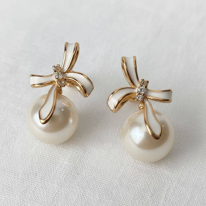 Pearl Bowknot Stud Earrings