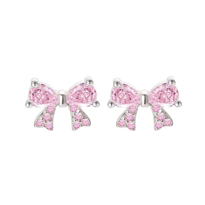 Pink Bow Stud Earrings