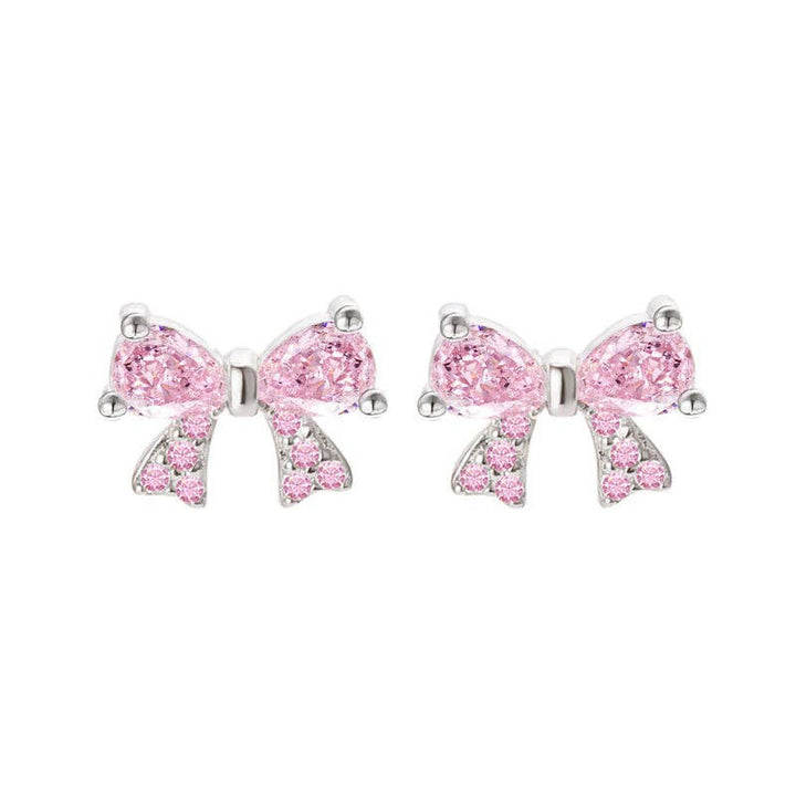 Pink Bow Stud Earrings