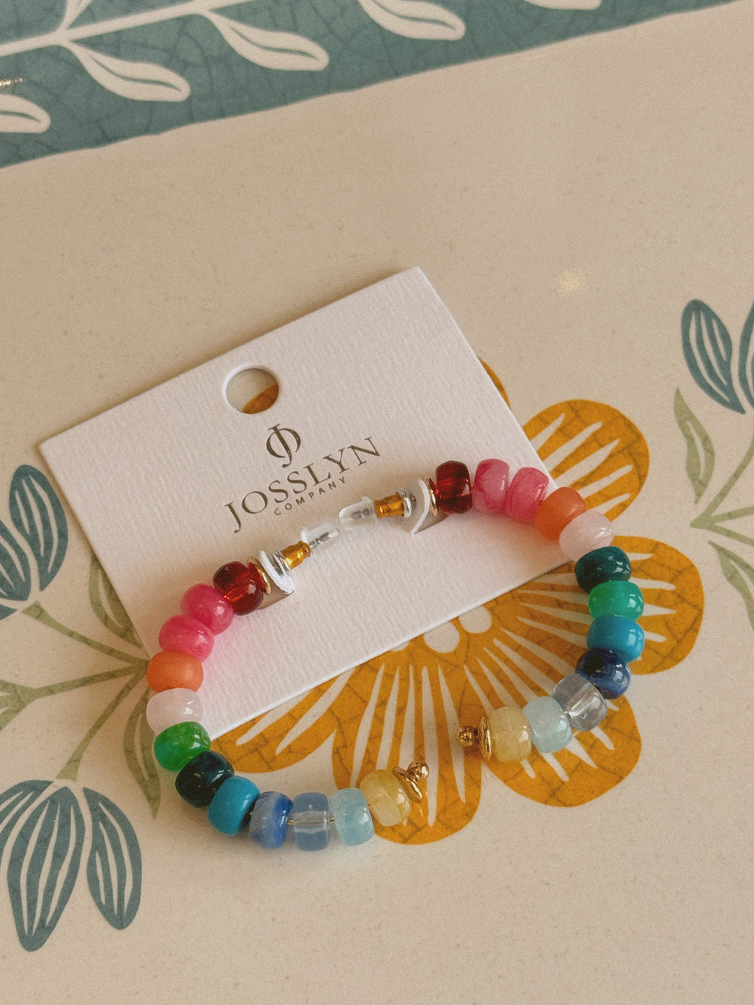 Rainbow Beaded Hoop Earrings