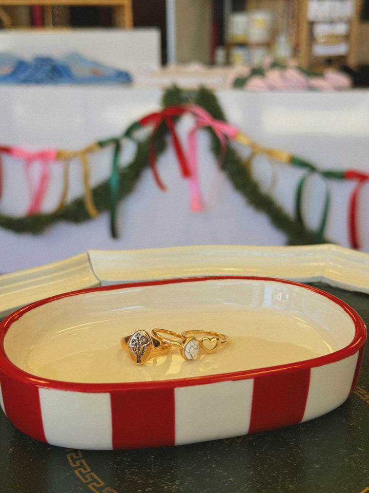 FLOWER HEART STONE 3 RING SET