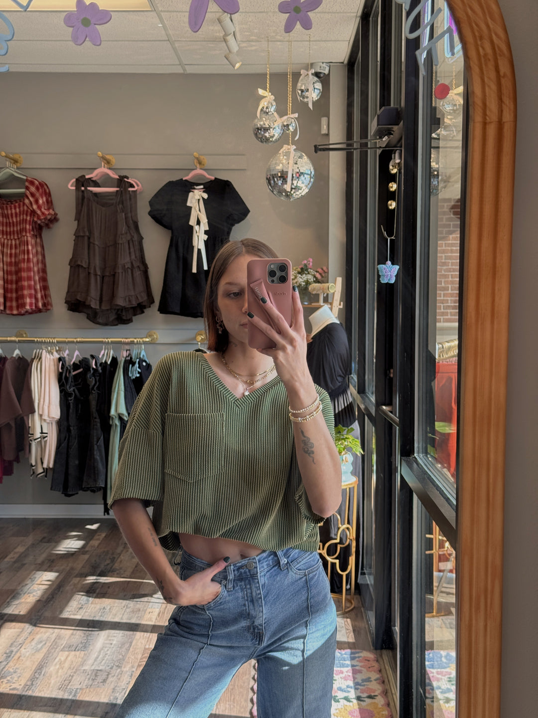Izzy V Neck Pocket Tee