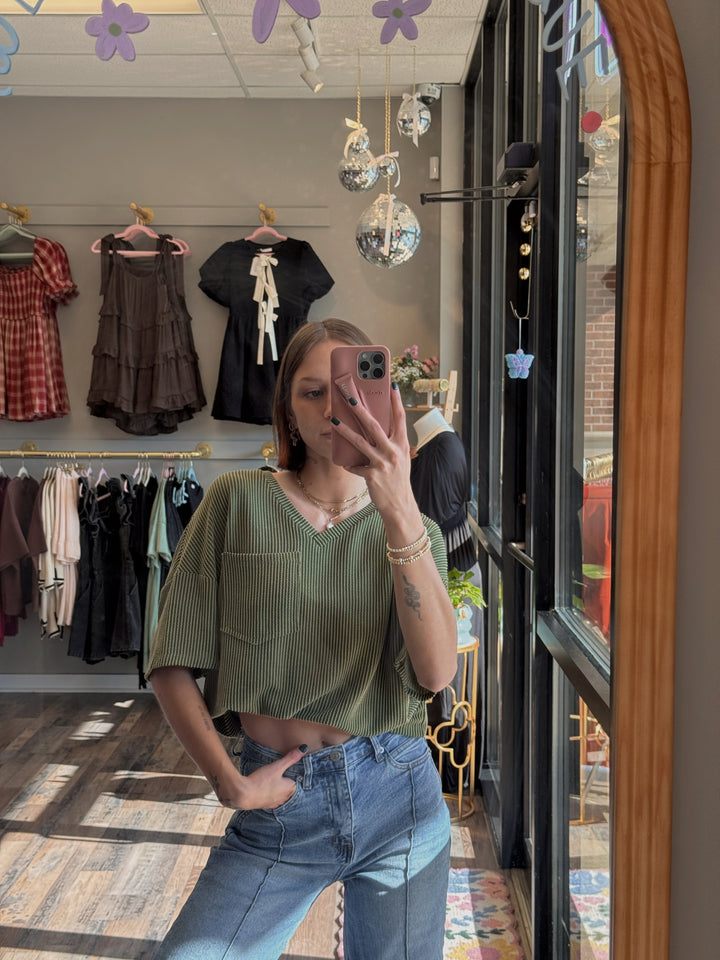 Izzy V Neck Pocket Tee