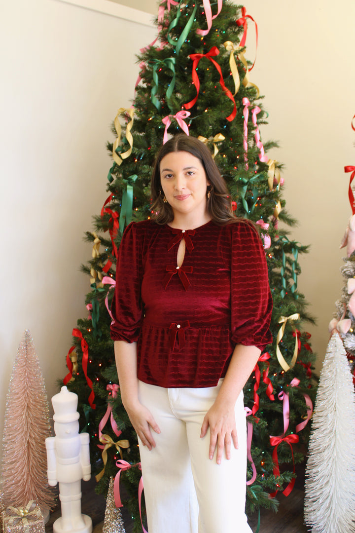 Valerie Velvet Bow Blouse