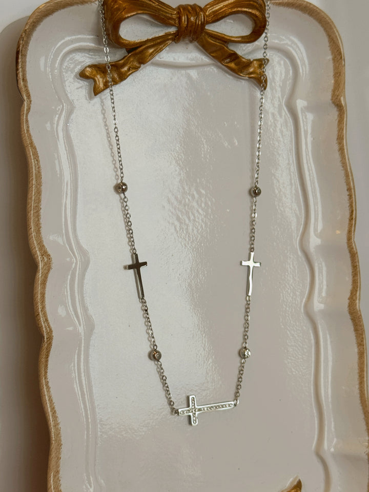 18K STAINLESS STEEL CROSS NECKLACE