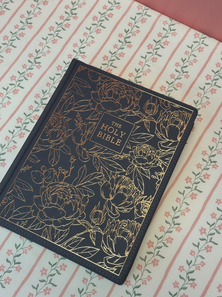 KJV Bible Leather Hard Cover with Gold Floral