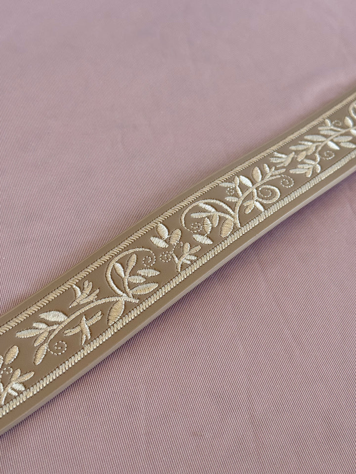 Floral Embroidered Faux Leather Belt