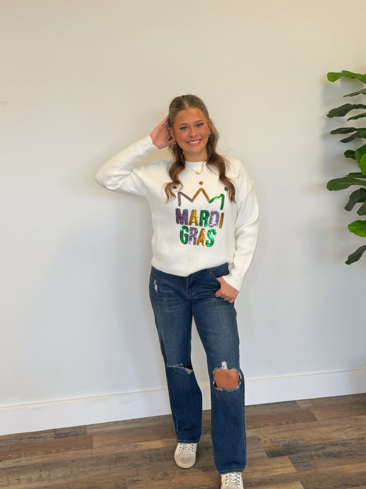 MOLLY MARDI GRAS SWEATER