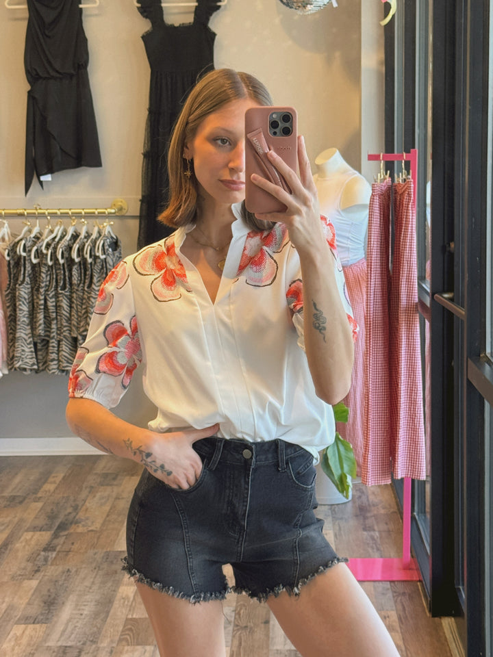 Vicky V Neck Floral Printed Top